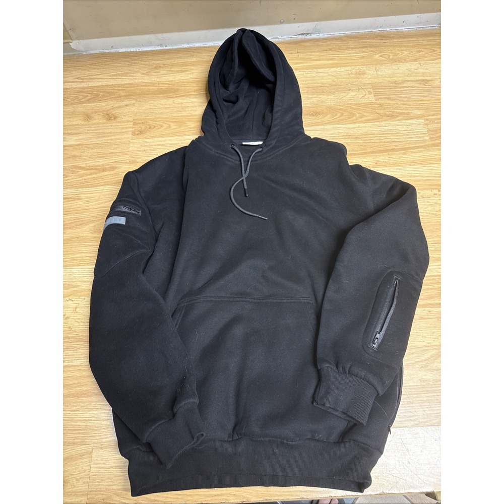 Comfrt Travel Essentials Hoodie Mens Medium Oversized Black Zippered Pockets